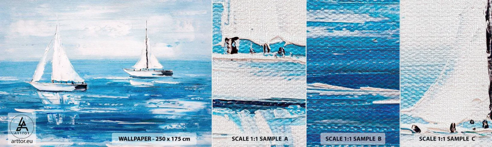 Mostră tapet Premium Canvas - Cu un prieten alături de tine - Peisaj, Barci cu pânze, Nautic - 100x30 cm