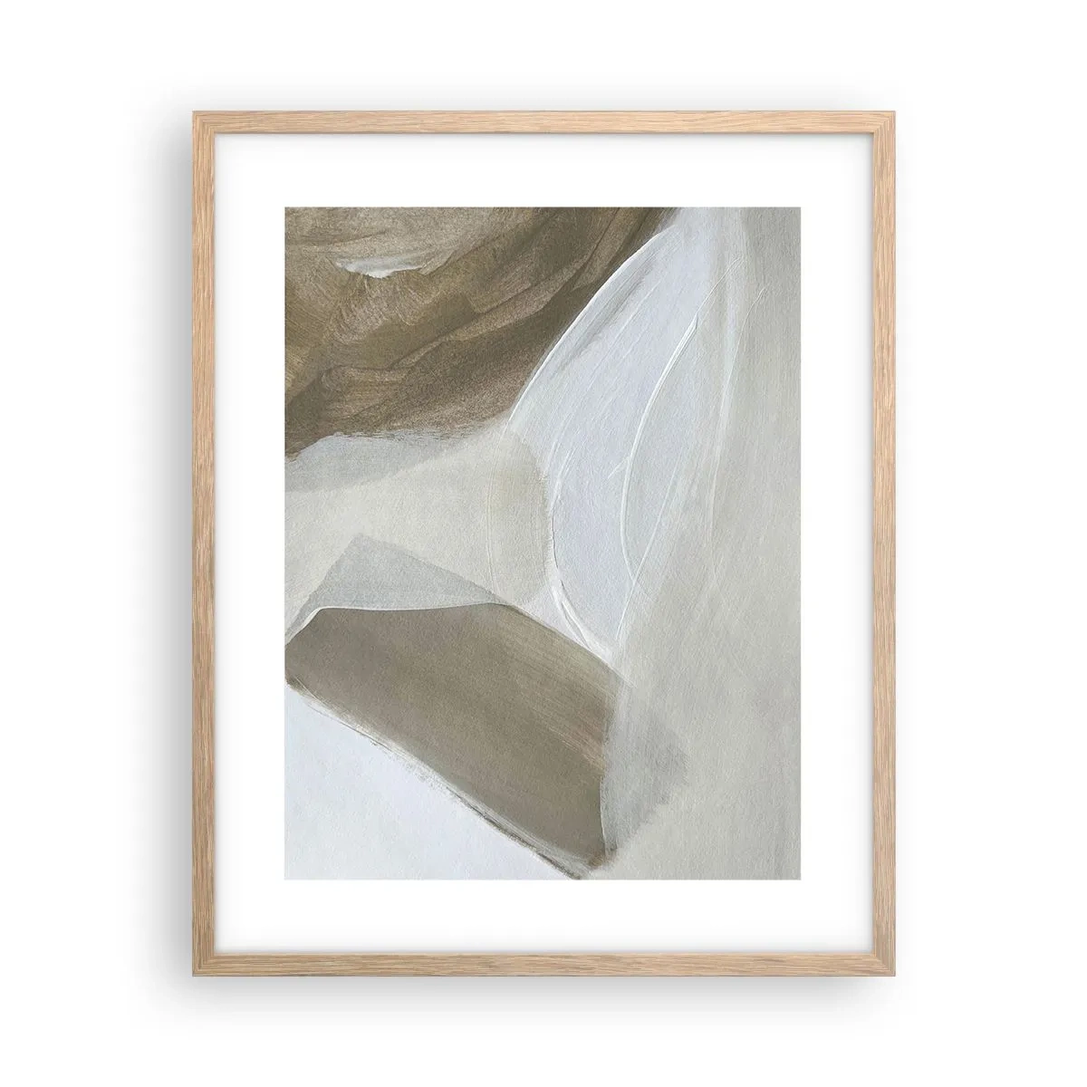 Poster în ramă de stejar deschis - Val de alb - 40x50 cm