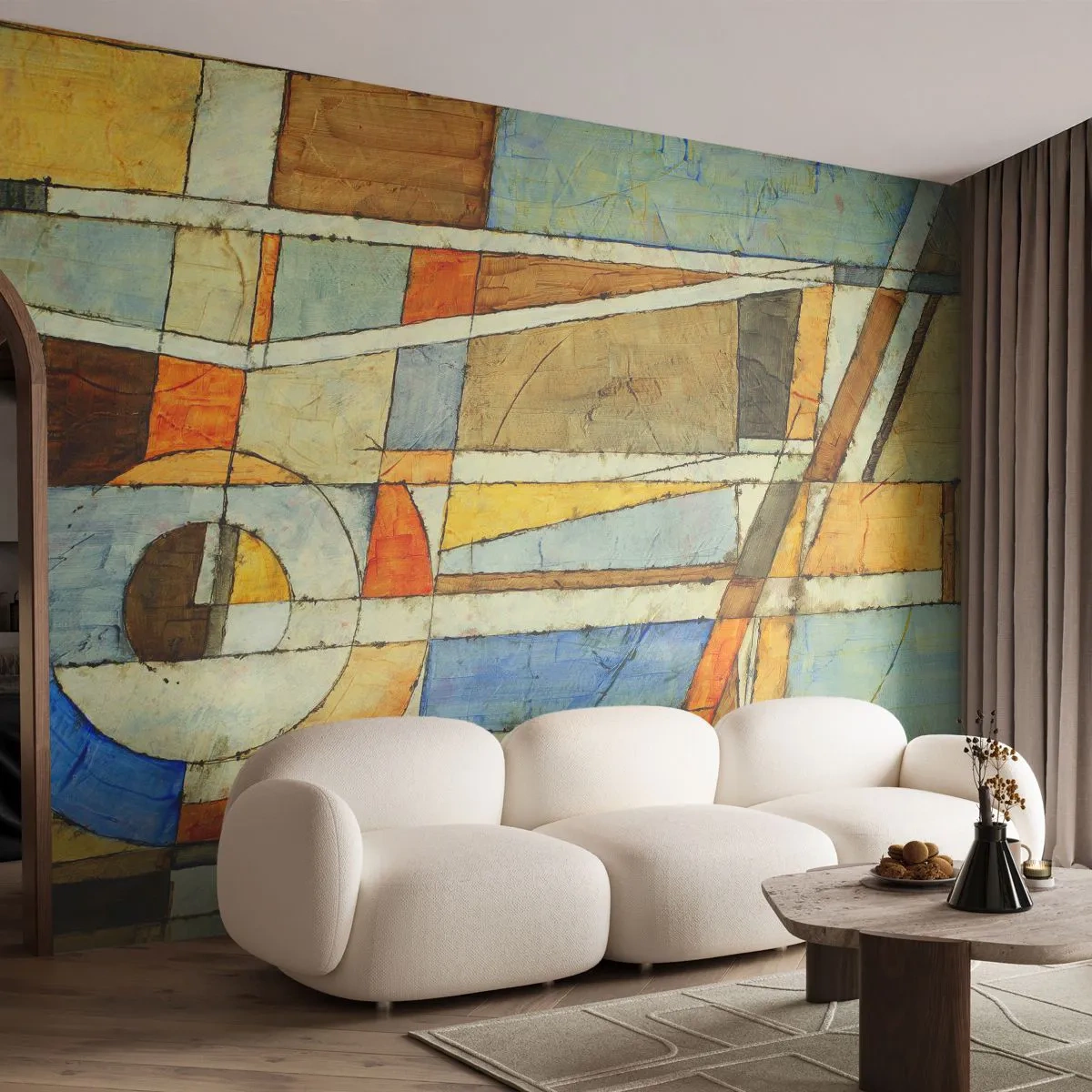 Tapet Autoadeziv Deluxe Sticker - Cubismul în construcție - Abstracția, Bucată, Grafică - 250x175 cm