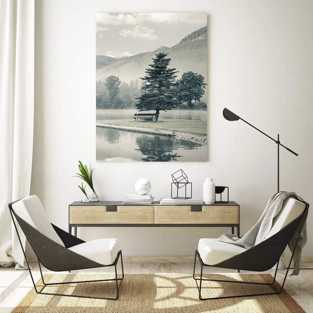 Tablou pe sticlă - Lacul încă doarme - 70x100 cm
