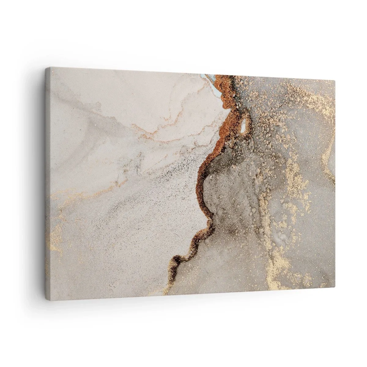 Tablou pe pânză Canvas - Motiv abstract cu nuanțe de auriu și gri - 70x50cm - La granița culorilor - Decorațiune modernă pentru perete pentru living și dormitor ARTTOR