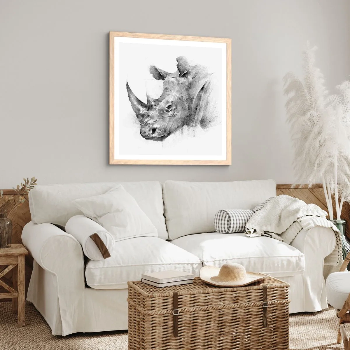 Poster în ramă de stejar deschis - Portret african - 40x40 cm