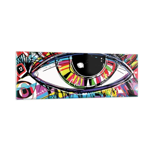 Tablou pe sticlă - Un ochi colorat - un suflet colorat - 90x30 cm