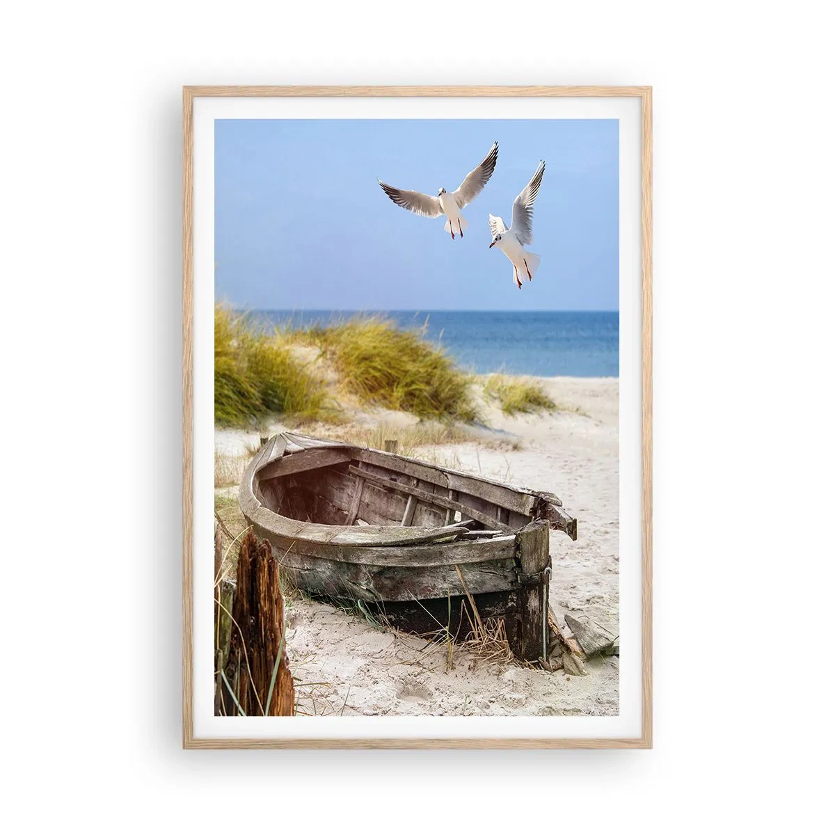 Poster în ramă de stejar deschis - Scăldate în vânt - 70x100 cm