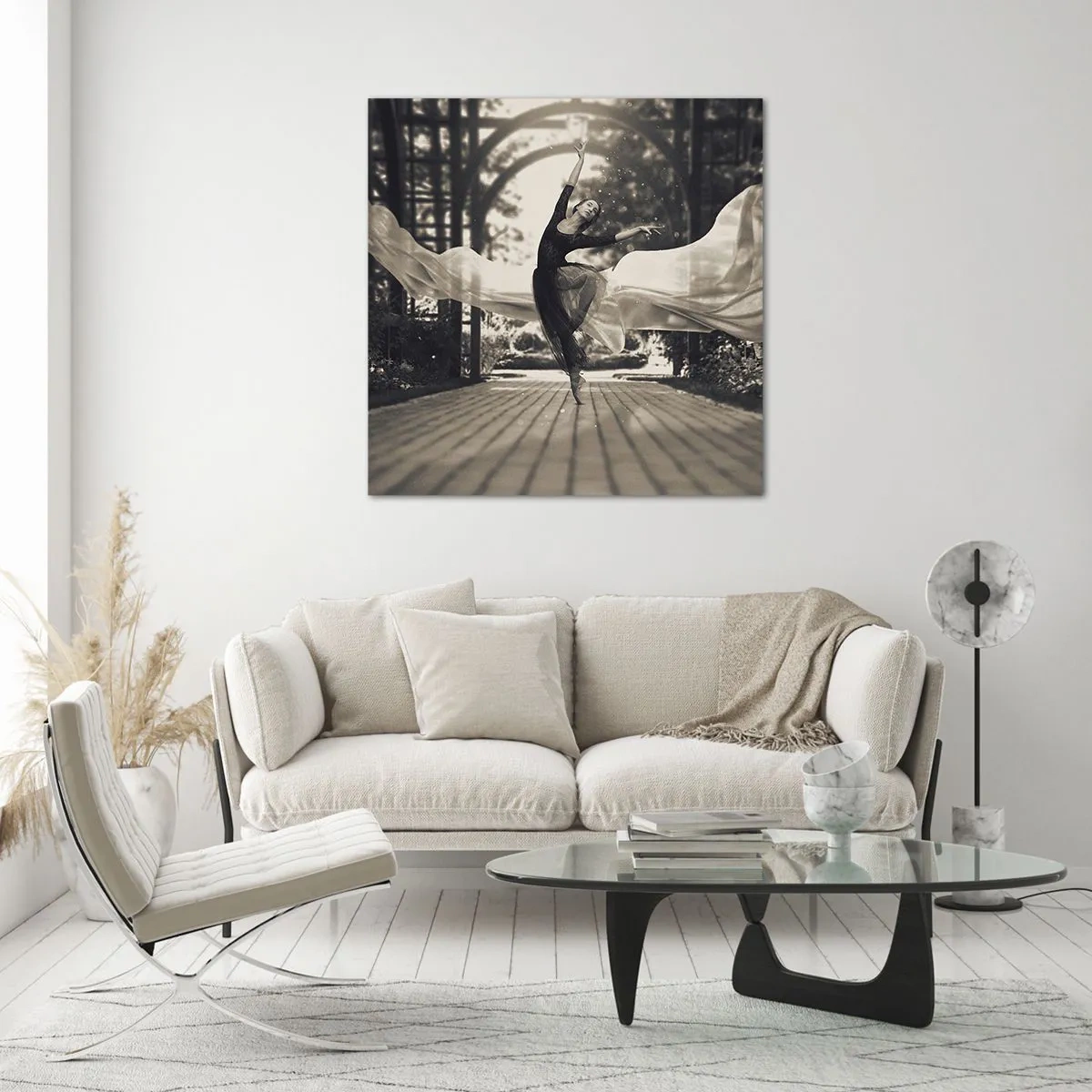 Tablou pe sticlă - Dansul spiritului de grădină - 70x70 cm