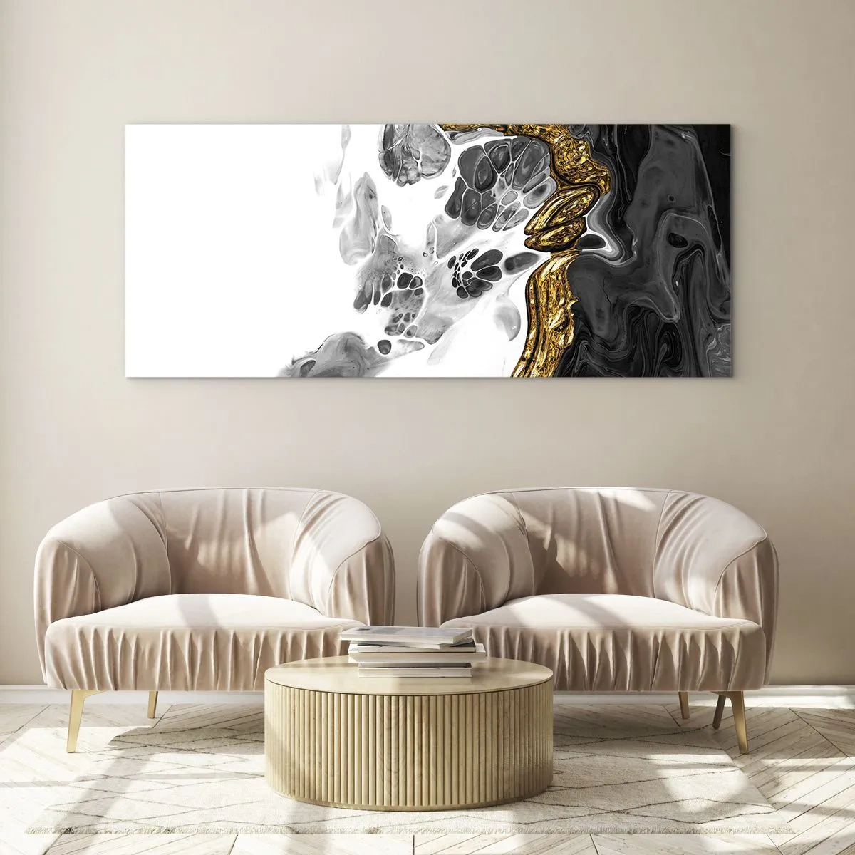 Tablou pe sticlă - Compoziție organică - 90x30 cm