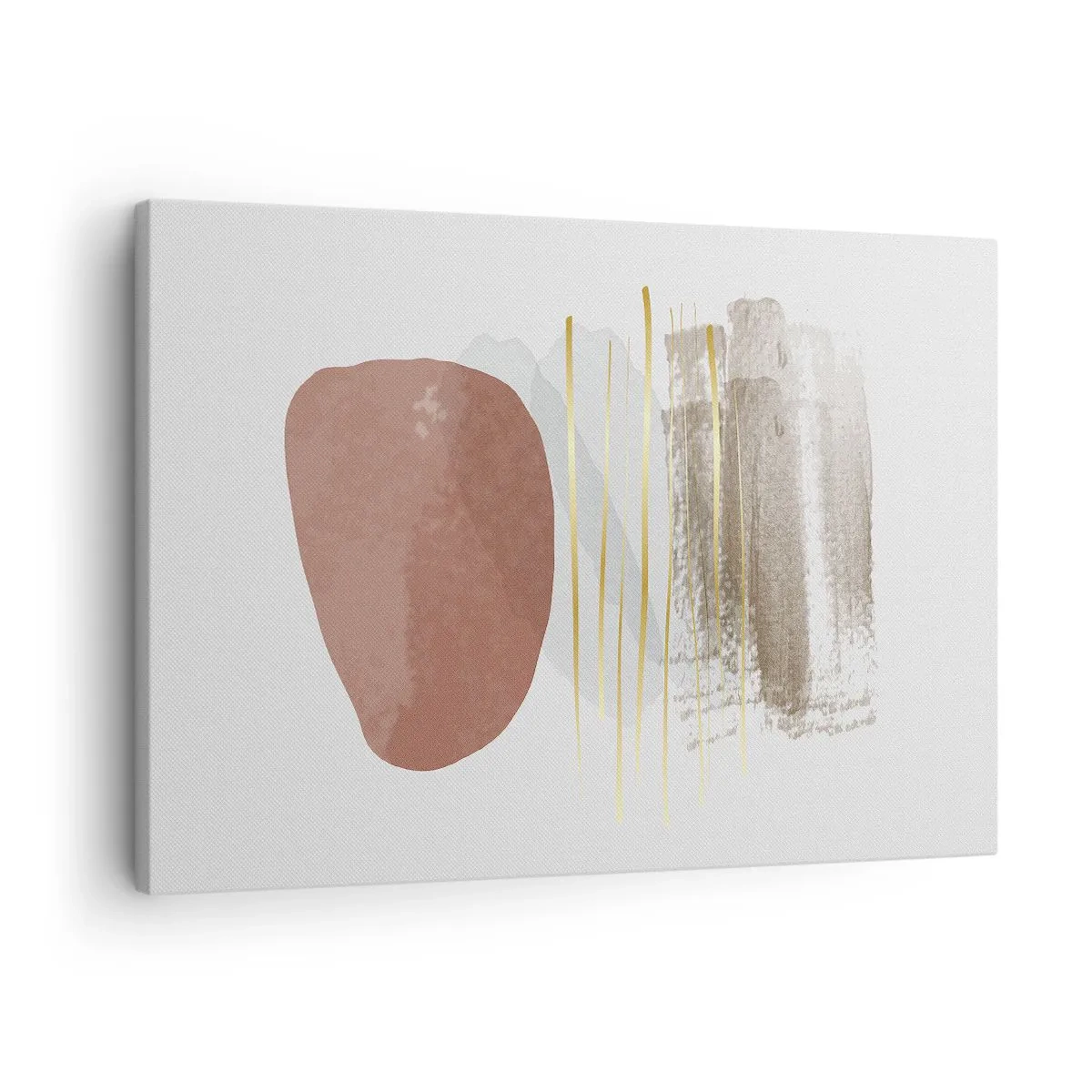 Tablou pe pânză Canvas - Compoziție abstractă în nuanțe de bej și auriu - 70x50cm - Colonadă abstractă - Decorațiune modernă pentru perete pentru living și dormitor ARTTOR