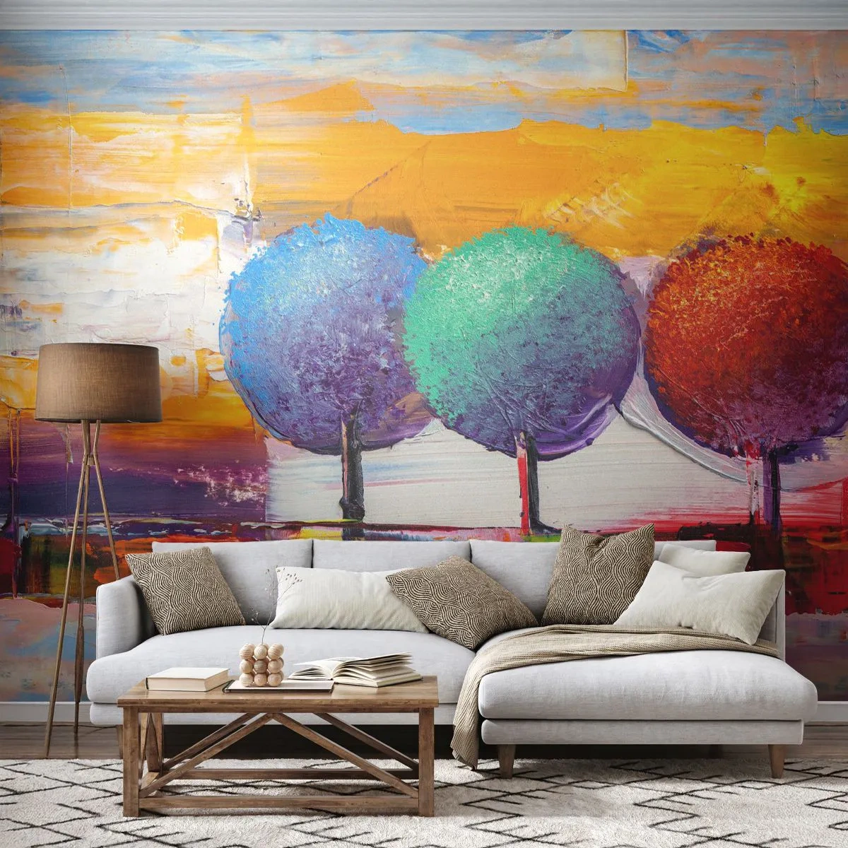 Tapet Standard Eco - Trei copaci - Peisaj, Copaci, Bucată - 300x210 cm