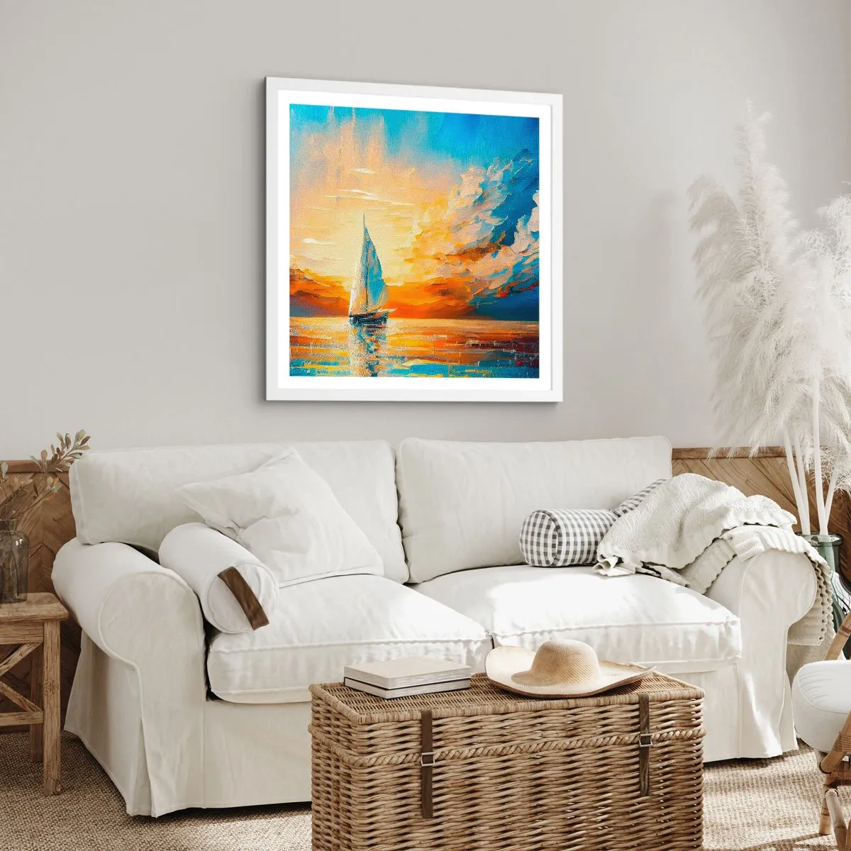 Poster în ramă albă - Navigare prin aur - 40x40 cm