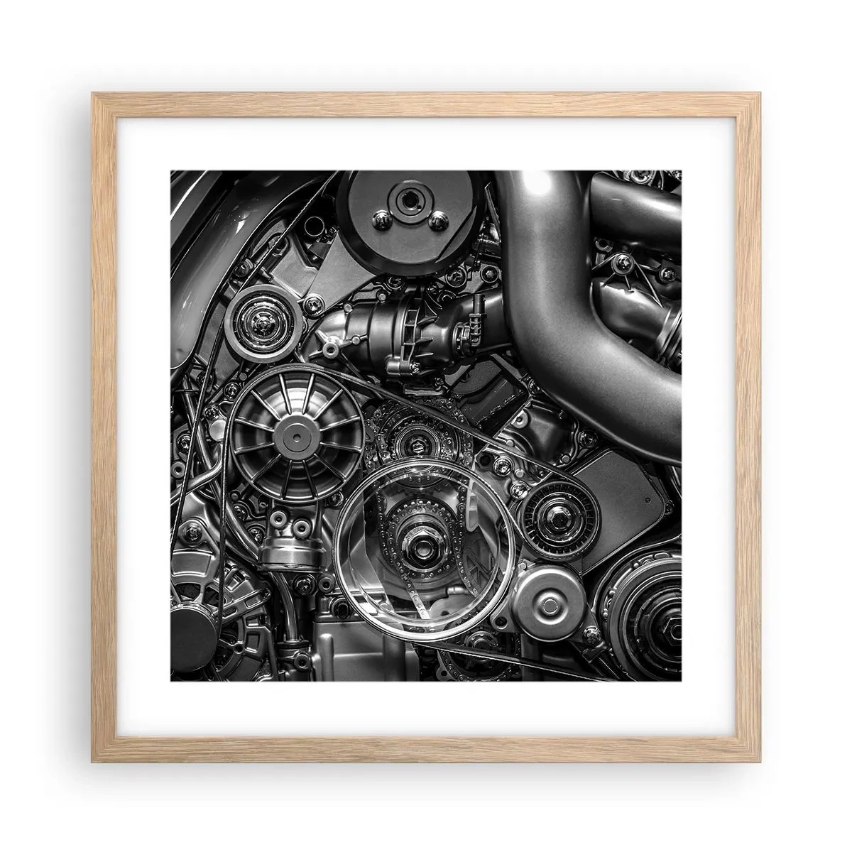 Poster în ramă de stejar deschis - Poezia mecanicii - 40x40 cm