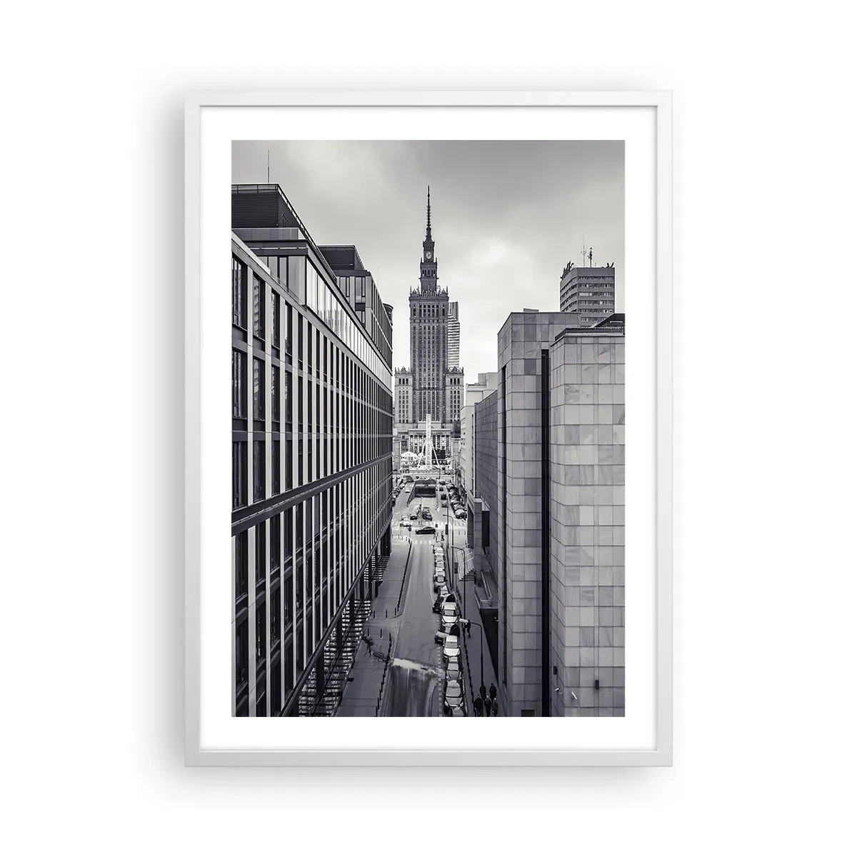 Poster în ramă albă - Vale citadină din Varșovia - 50x70 cm