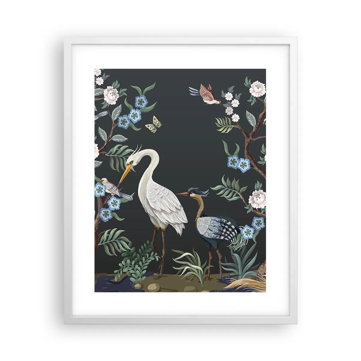 Poster în ramă albă - Parada păsărilor - 40x50 cm