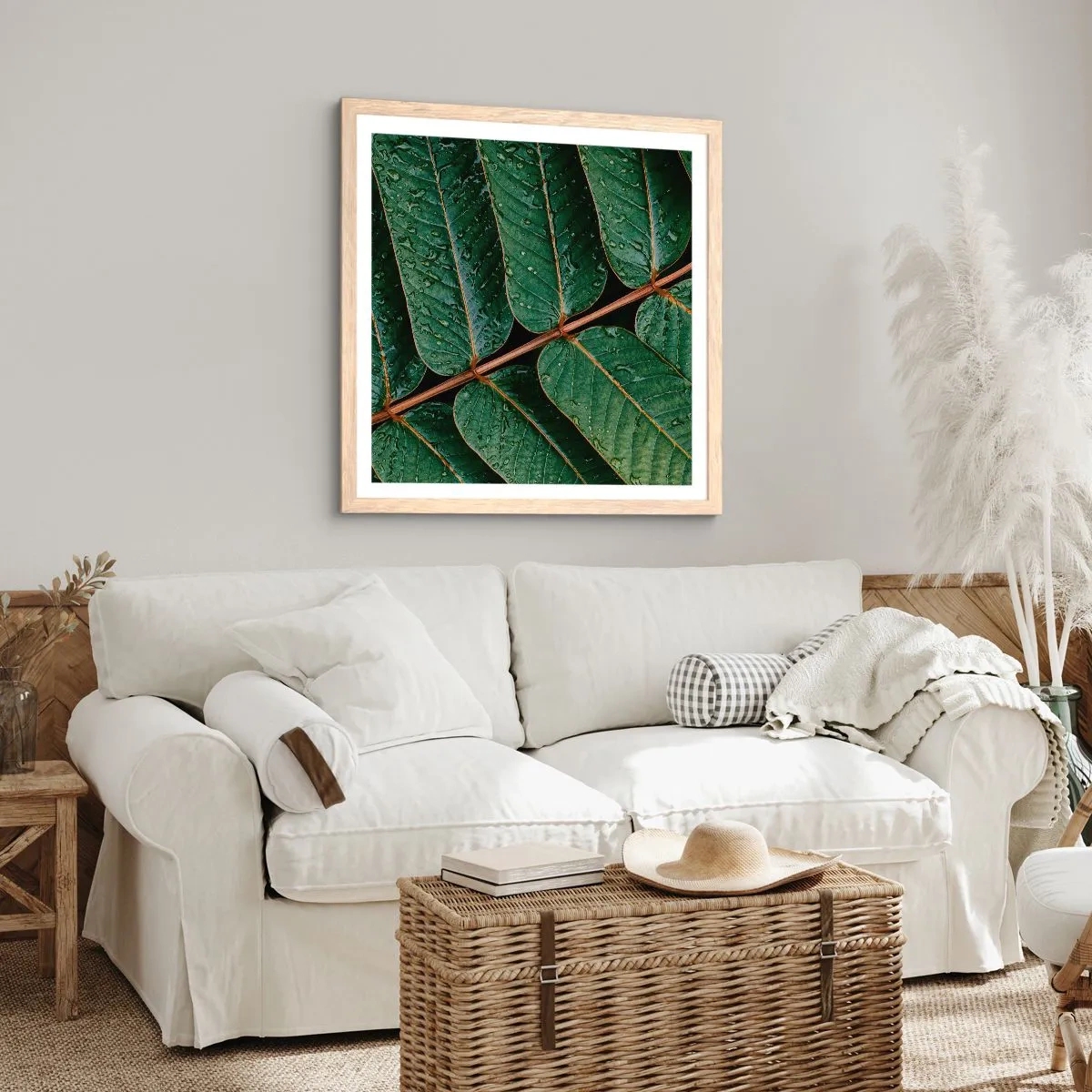 Poster în ramă de stejar deschis - Într-un ritm verde - 50x50 cm