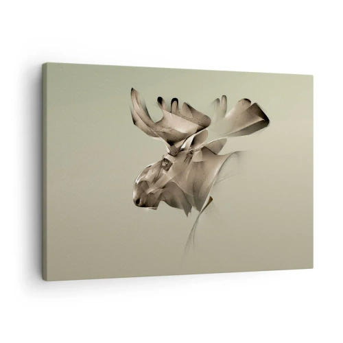 Tablou pe pânză Canvas - imagine abstractă a unui elan pe un fundal minimalist - 70x50cm - Puterea blândă a calmului - Decorațiune modernă pentru perete pentru living și dormitor ARTTOR