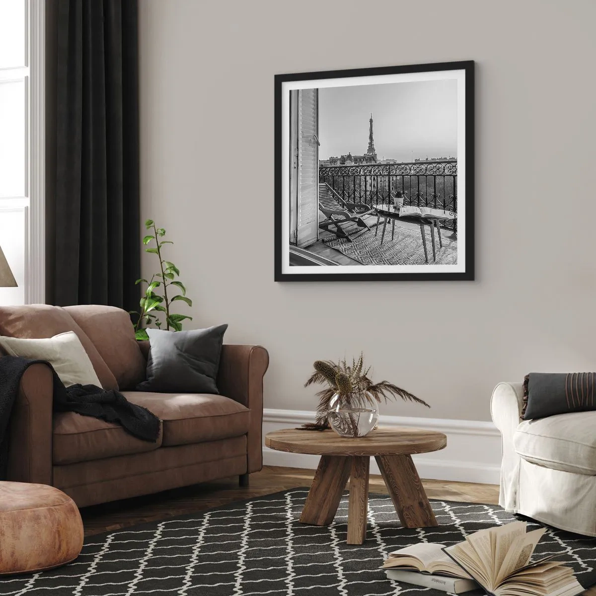 Poster în ramă neagră - După-amiază pariziană - 50x50 cm