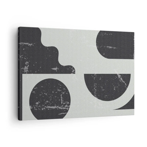 Tablou pe pânză Canvas - Modele geometrice în nuanțe de negru și gri - 70x50cm - Compoziție deasupra și dedesubt - Decorațiune modernă pentru perete pentru living și dormitor ARTTOR