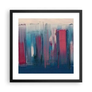 Poster în ramă neagră - Compoziție verticală în albastru și roșu - 40x40 cm