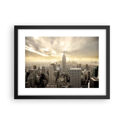 Poster în ramă neagră - New York țesut din gri - 40x30 cm