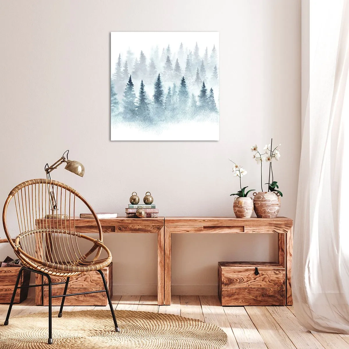 Tablou pe pânză - Înfășurate în ceață - 60x60 cm