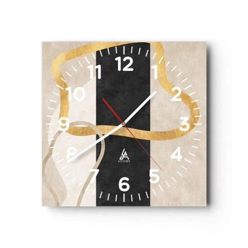Ceas de perete - Ceas pe sticlă - Forme înbuclite - 30x30 cm