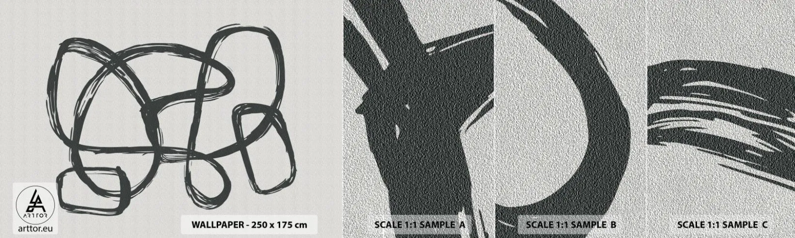 Mostră tapet Premium Sand - Abstracție în buclă - Boho, Bucată, Minimalist - 100x30 cm