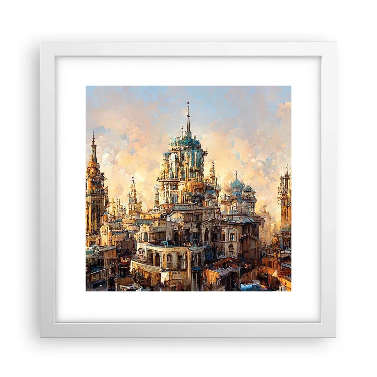 Poster în ramă albă - Orașul tuturor orașelor - 30x30 cm