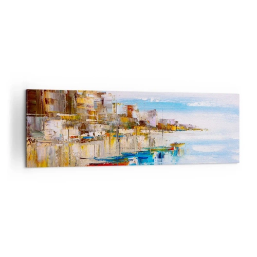 Tablou pe pânză - Port urban multicolor - 160x50 cm