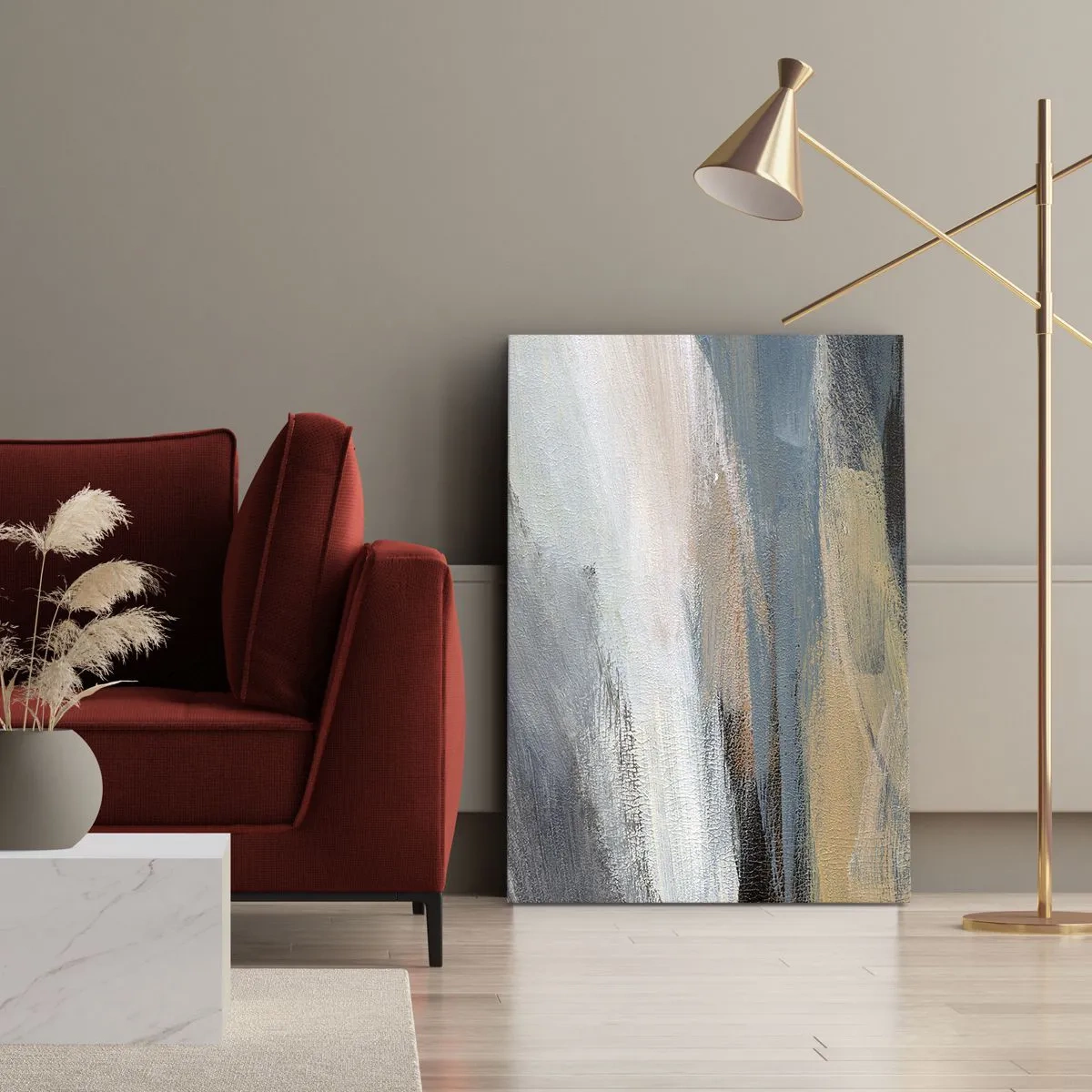 Tablou pe pânză - Abstracție: peisaj nordic - 45x80 cm