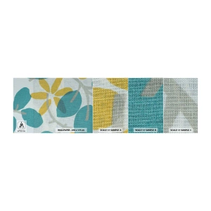 Mostră tapet autocolant Deluxe Sticker - Printre frunzele de azur - Boho, Flori, Minimalism - 100x30 cm