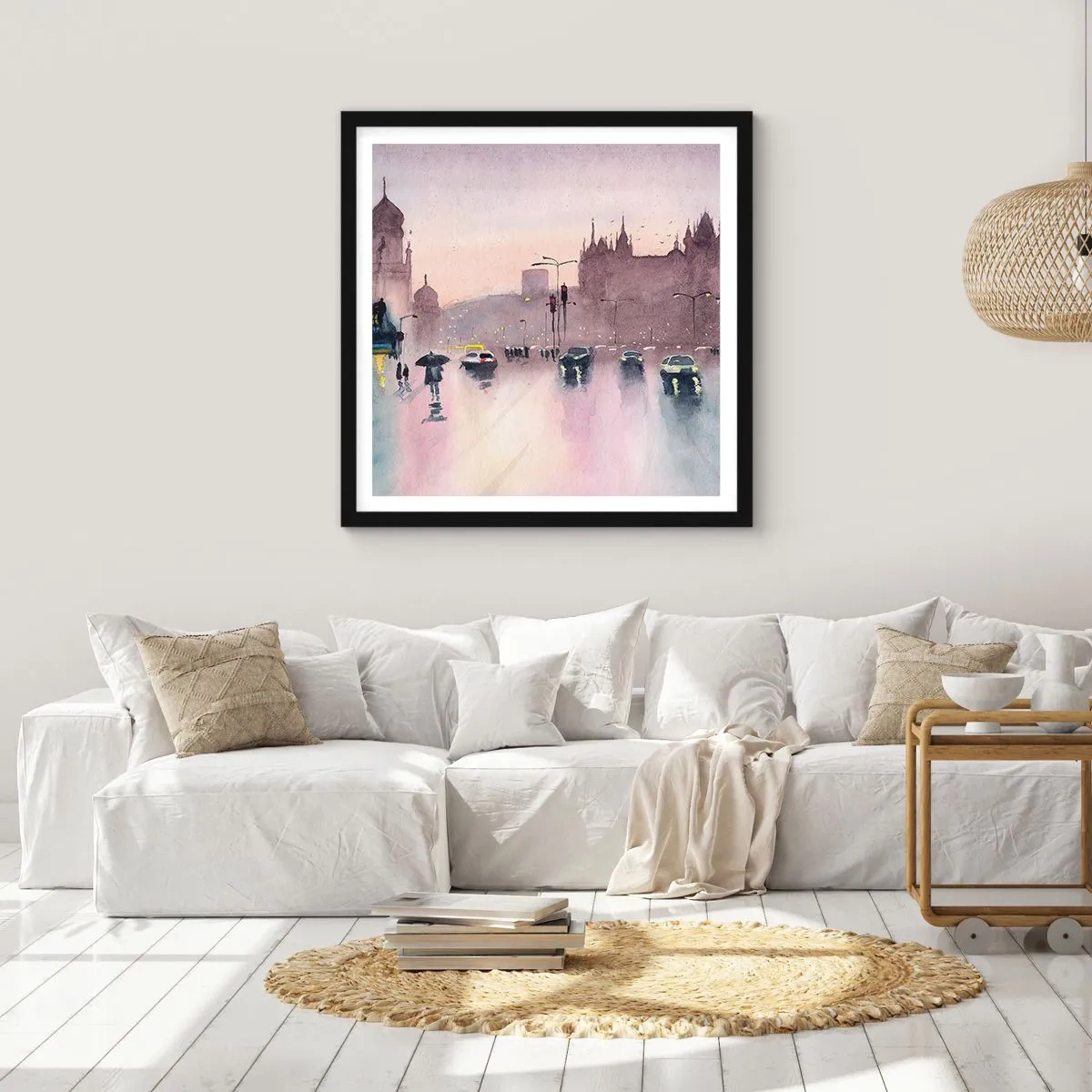 Poster în ramă neagră - Într-o ceață ploioasă - 60x60 cm