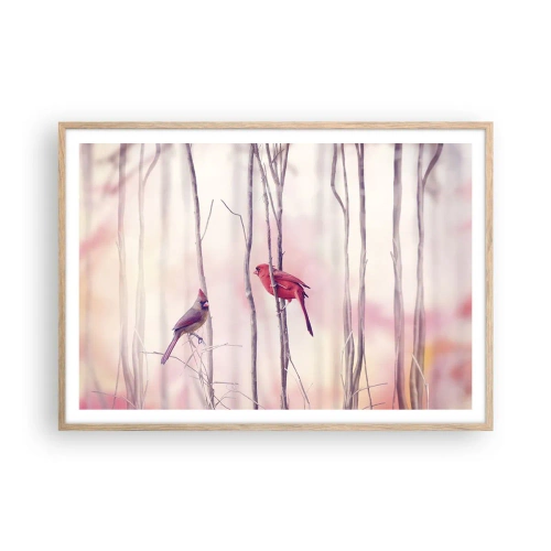 Poster în ramă de stejar deschis - O poveste din Pădurea Roz - 100x70 cm
