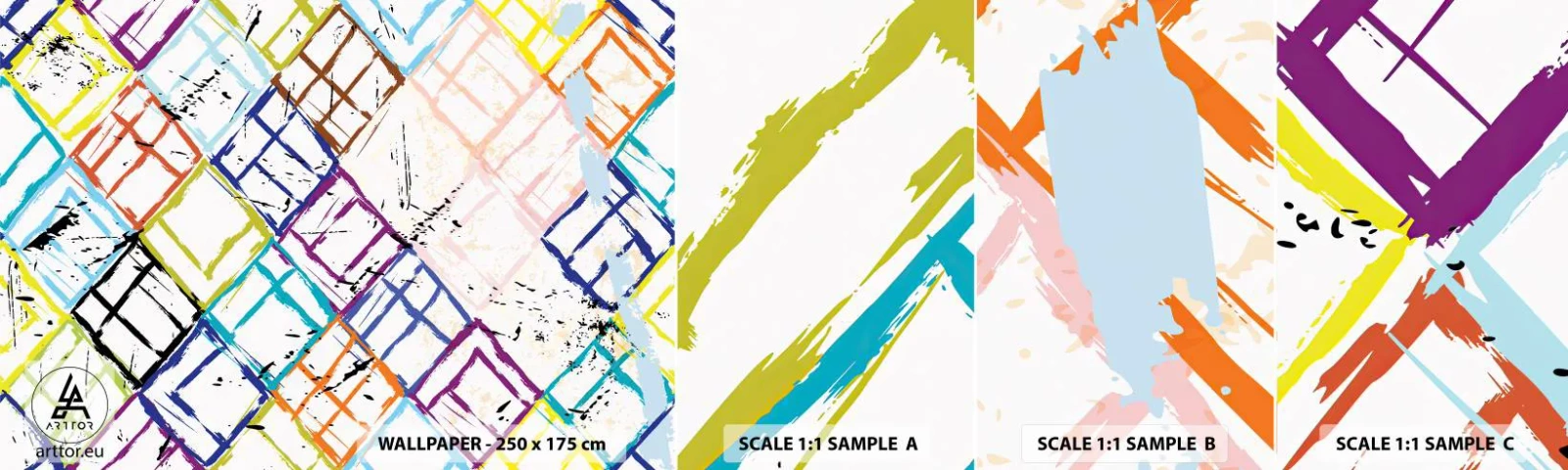 Mostră tapet autocolant Deluxe Sticker - Ferestre și ferestruici - Abstracția, Bucată, Model modern - 100x30 cm