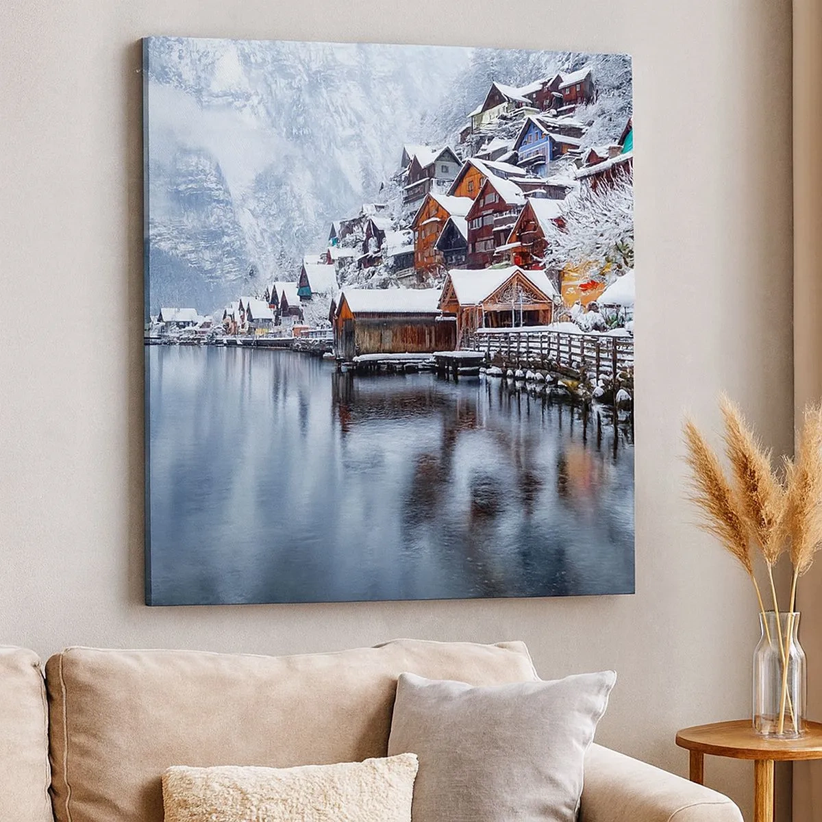 Tablou pe pânză - În decor de iarnă - 30x30 cm