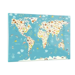 Tablou pe sticlă - Noi iubim întreaga lume - 120x80 cm