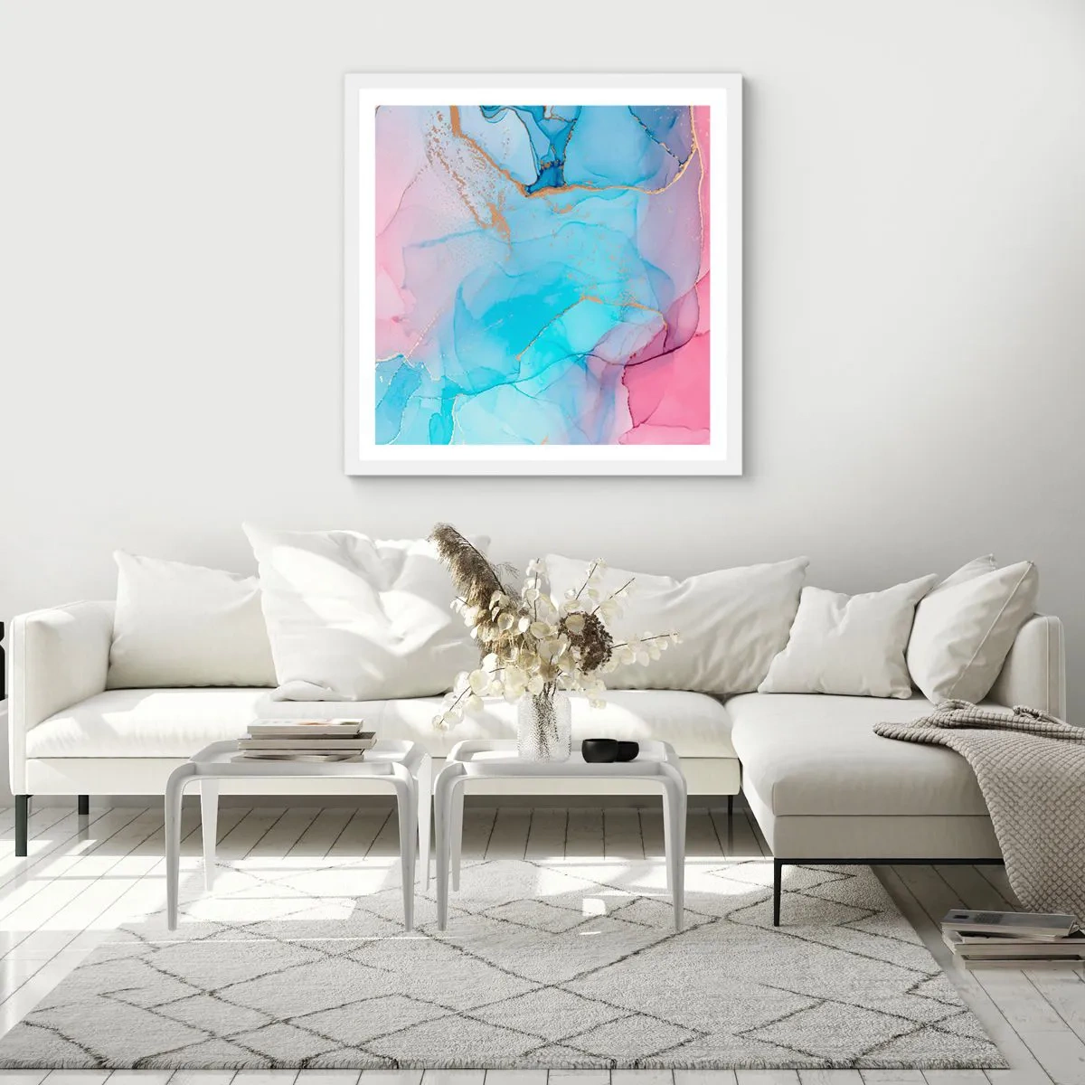 Poster în ramă albă - Întâlnire și întrepătrundere - 60x60 cm