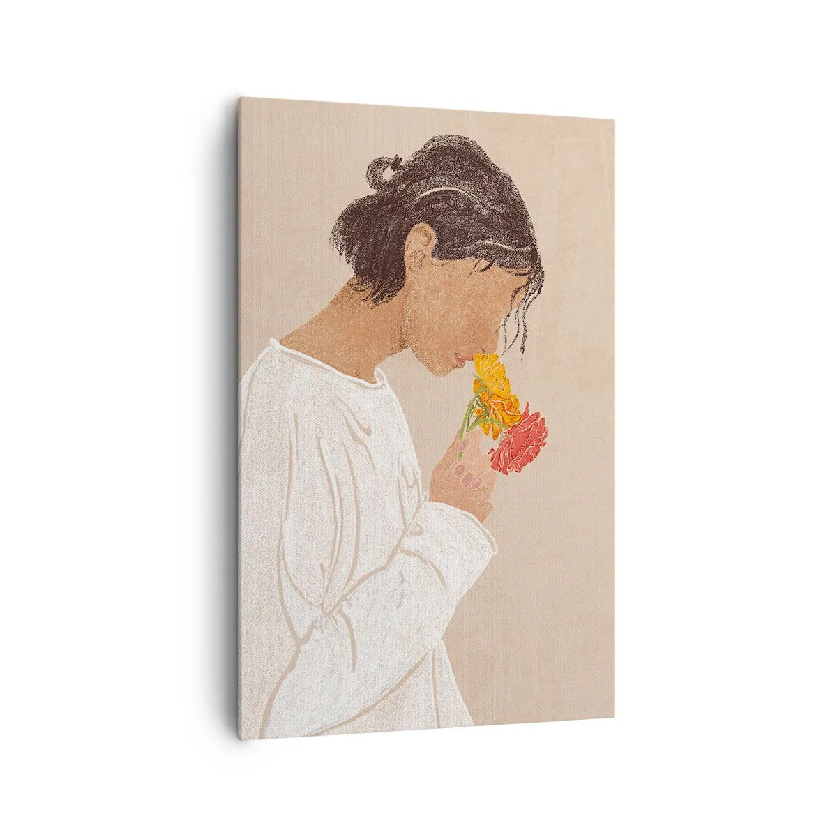 Tablou pe pânză - Fată și floare - 80x120 cm