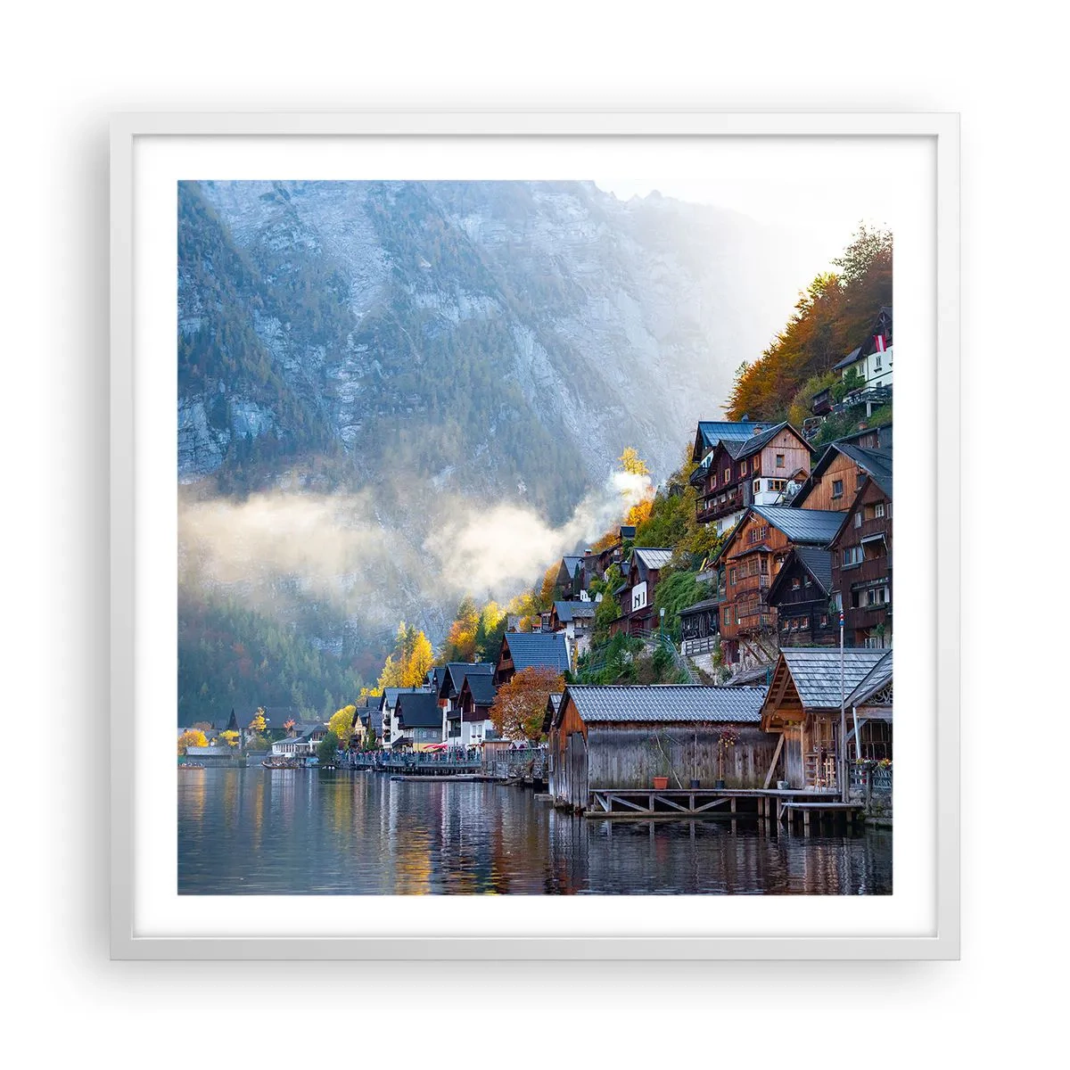Poster în ramă albă - Atmosferă alpină - 60x60 cm