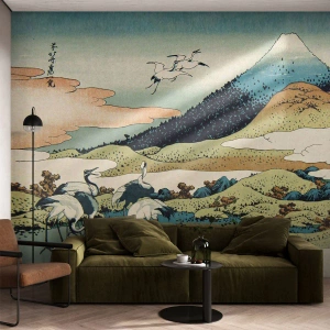 Tapet Premium Canvas - În mod japonez - Barză, Pasăre, Peisaj - 100x70 cm