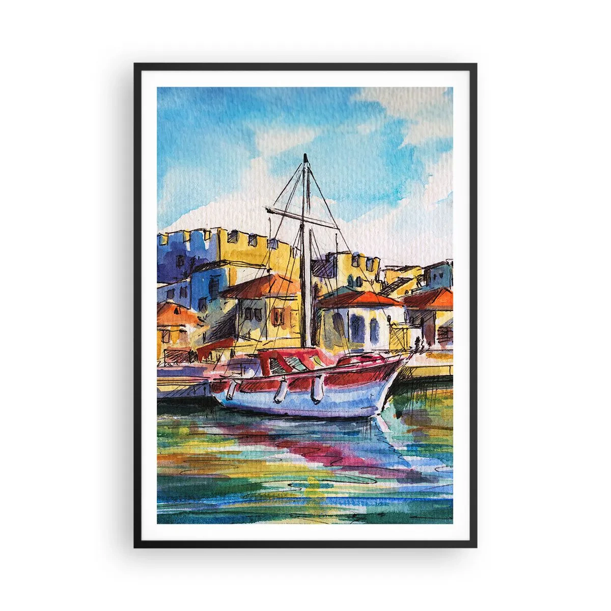 Poster în ramă neagră - Curcubeu după-amiază - 70x100 cm