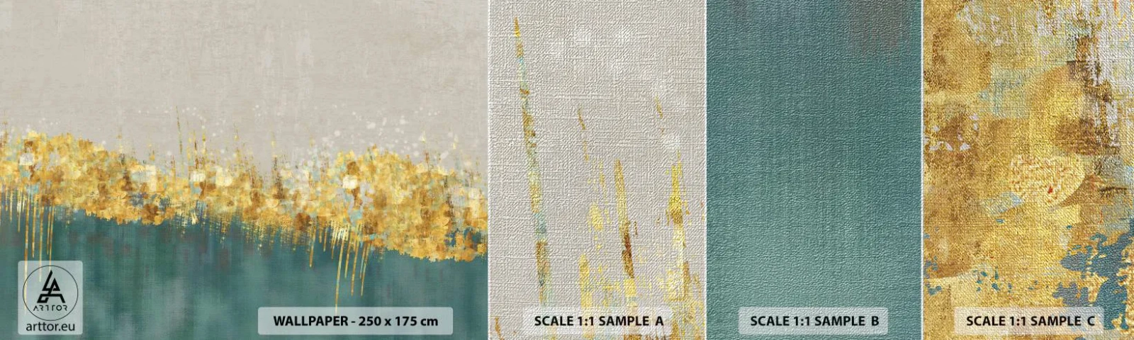 Mostră tapet Premium Canvas - Frontiera de aur - Art Deco, Bucată, Pastel - 100x30 cm