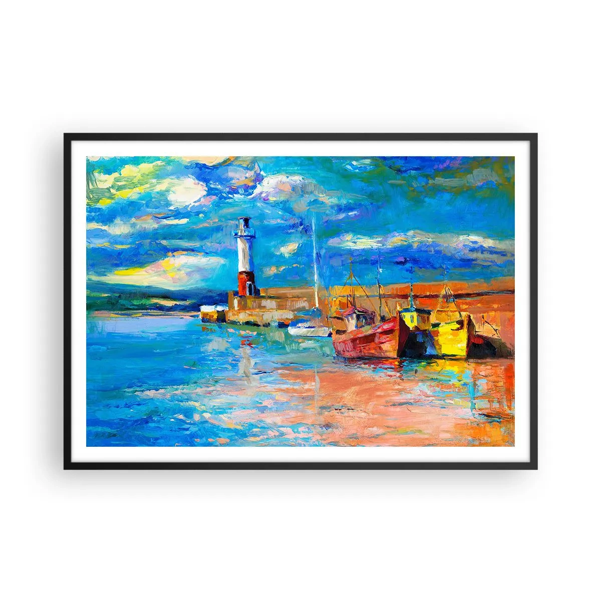 Poster în ramă neagră - După-amiază în golful de curcubeu - 100x70 cm