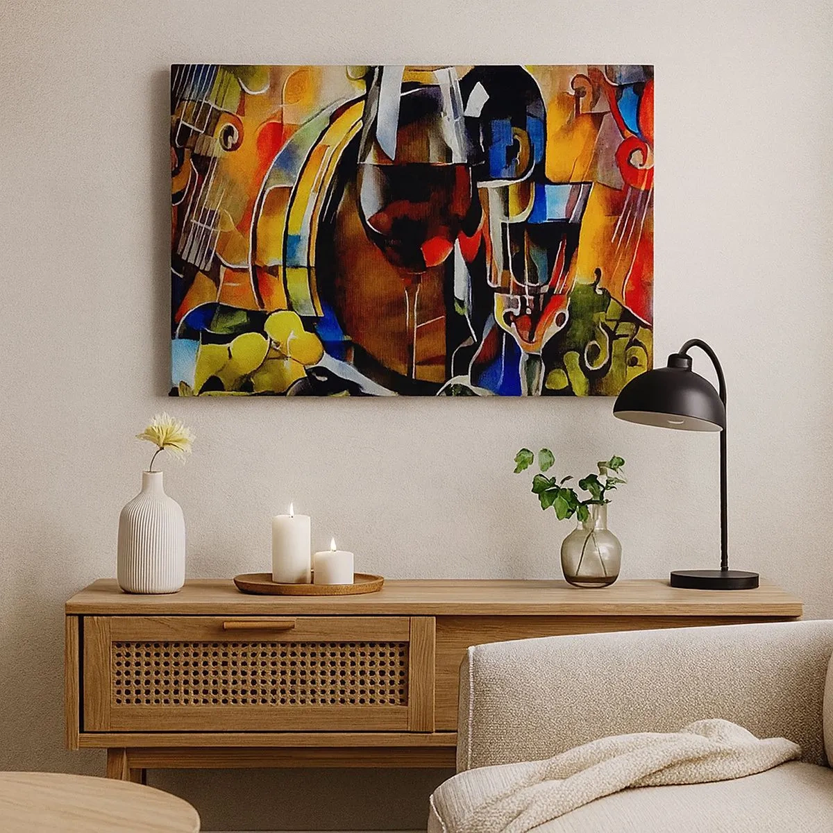 Tablou pe pânză Canvas - Natură statică abstractă cu ochelari și instrumente - 70x50cm - Și lumea devine mai colorată - Decorațiune modernă pentru perete pentru living și dormitor ARTTOR