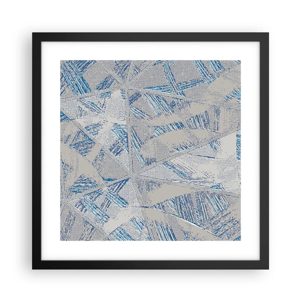 Poster în ramă neagră - Într-un labirint de gri-albastru - 40x40 cm