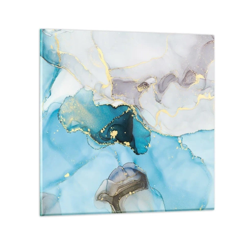 Tablou pe sticlă - Un studiu al întâlnirii dintre gri și turcoaz - 70x70 cm