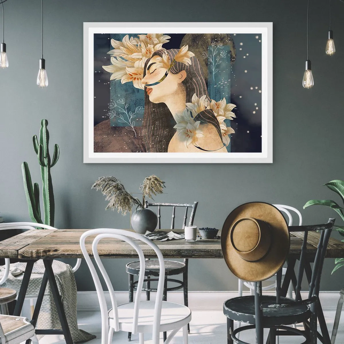 Poster în ramă albă - Povestea prințesei cu crini - 50x40 cm