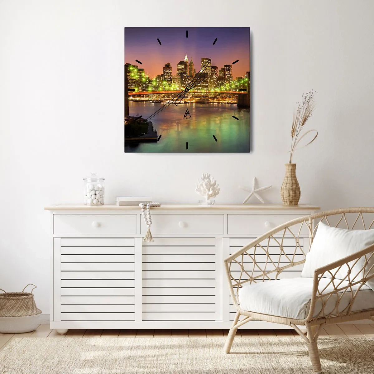 Ceas de perete - Ceas pe sticlă - Lumina nu se stinge niciodată aici - 40x40 cm