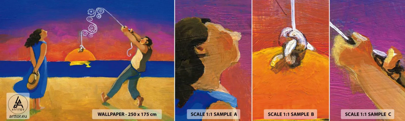 Mostră tapet autocolant Deluxe Sticker - Mai mult decât o stea din cer - Abstracția, Femeie și Bărbat, Pictura - 100x30 cm