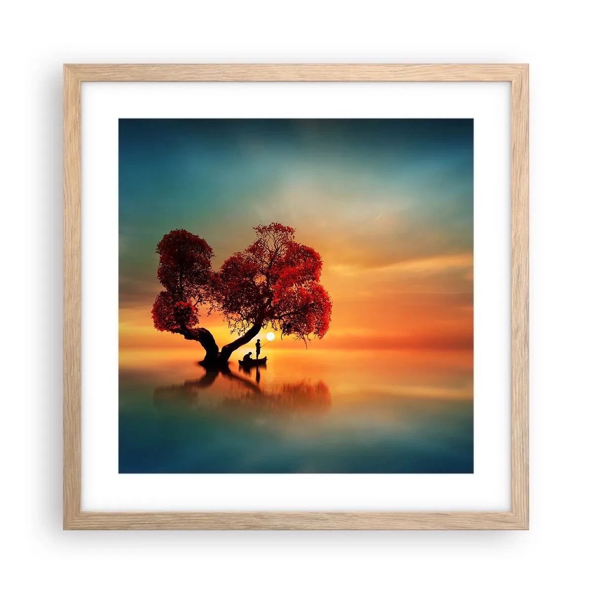 Poster în ramă de stejar deschis - Lume îndepărtată și tăcută - 40x40 cm