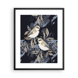 Poster în ramă neagră - Ciripirile galben-albastru - 40x50 cm