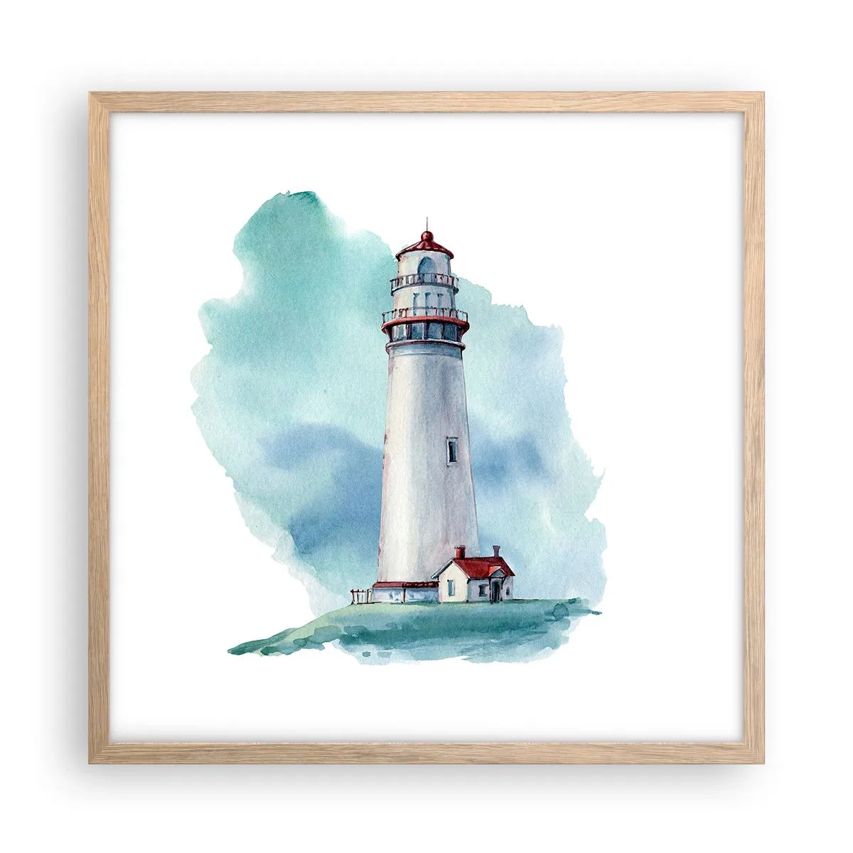 Poster în ramă de stejar deschis - Sora blândă a albastrului - 50x50 cm